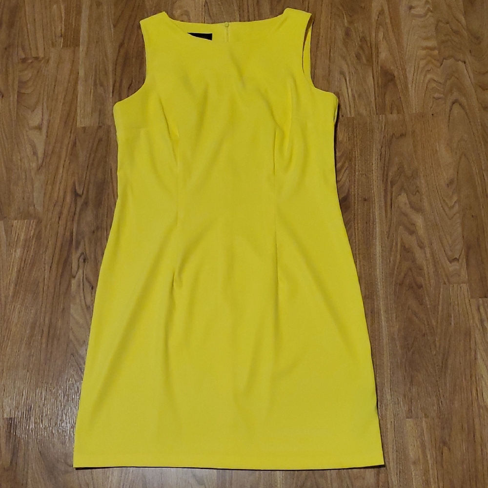 AB Studio Vibrant Yellow Sleeveless Sheath Dress Womens Size 12
